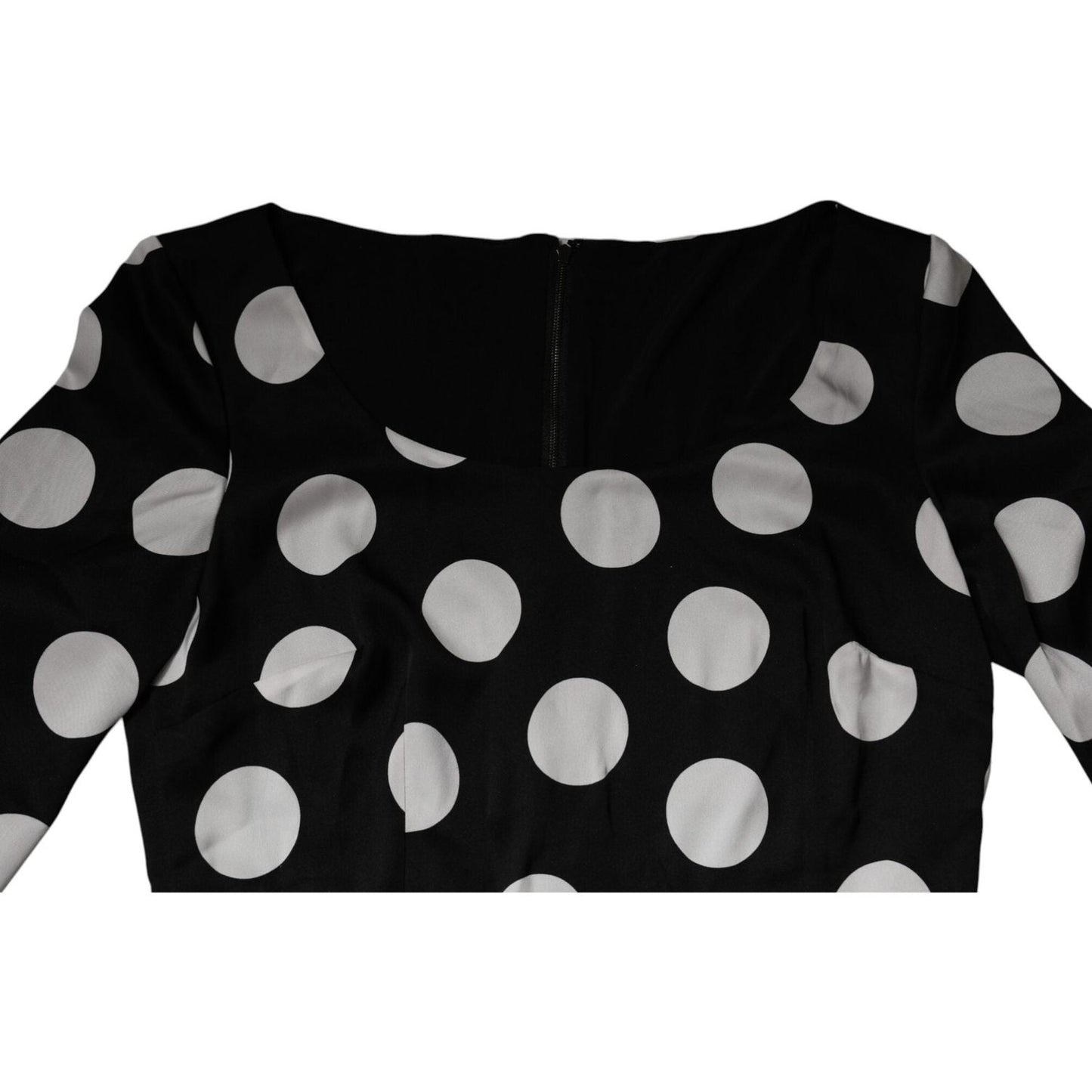 Dolce & Gabbana Black White Silk Polka Dots Sheath Midi Dress DR281340-42