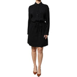 Emporio Armani Black Viscose Long Sleeves A-line Mini Dress DR281343-44