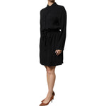 Emporio Armani Black Viscose Long Sleeves A-line Mini Dress DR281343-44