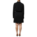 Emporio Armani Black Viscose Long Sleeves A-line Mini Dress DR281343-44