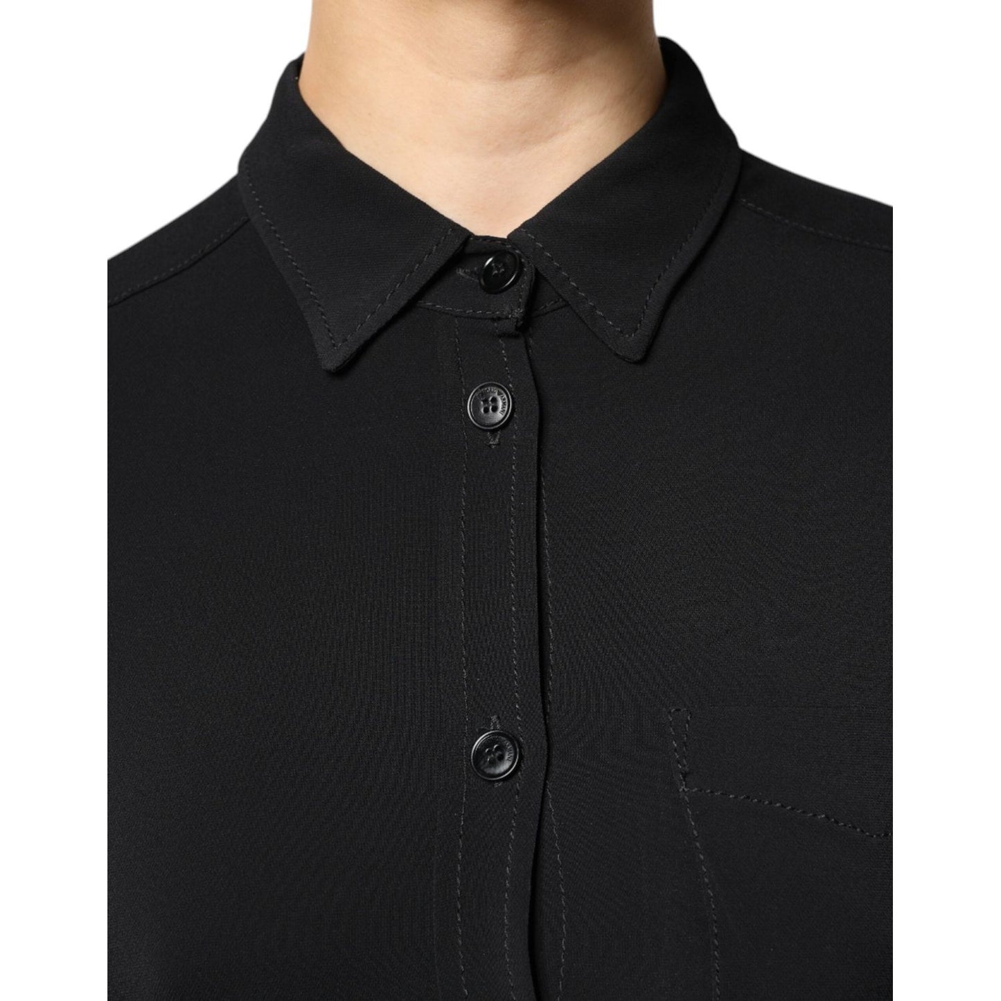 Emporio Armani Black Viscose Long Sleeves A-line Mini Dress DR281343-44