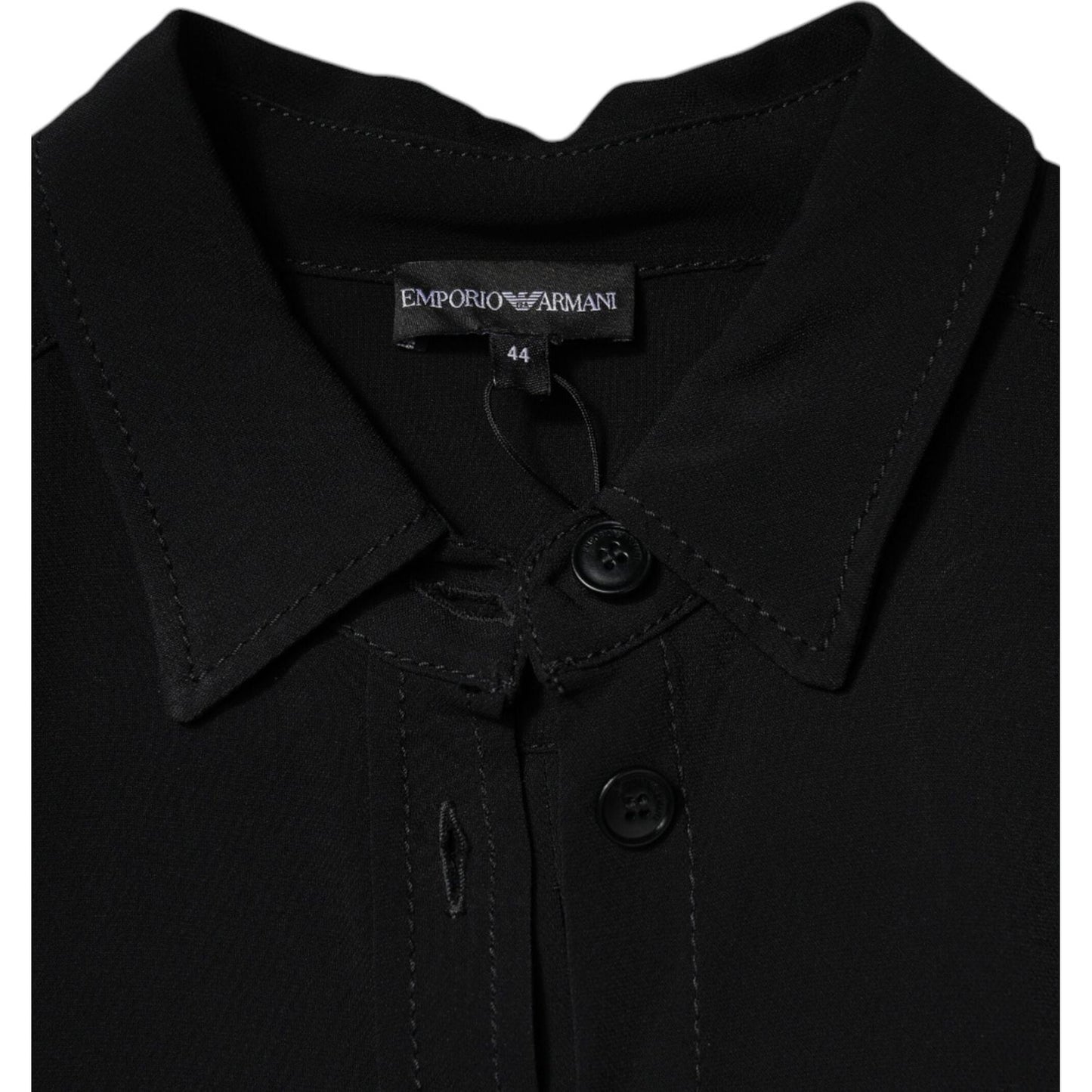 Emporio Armani Black Viscose Long Sleeves A-line Mini Dress DR281343-44