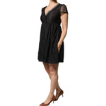Blugirl Black Short Sleeves Floral Lace Trim A-line Mini Dress DR281359-42