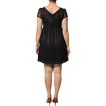 Blugirl Black Short Sleeves Floral Lace Trim A-line Mini Dress DR281359-42