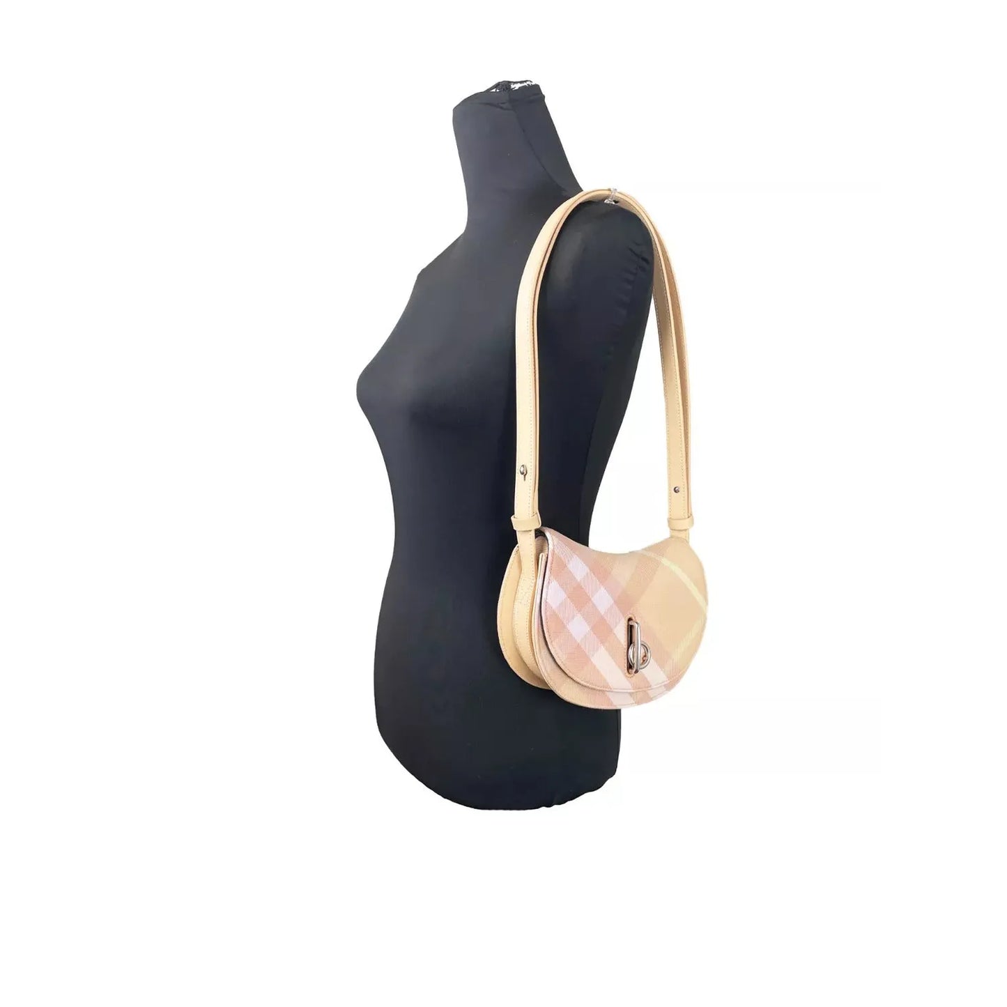Burberry Mini Check Rocking Horse Crossbody Bag Purse Peach
