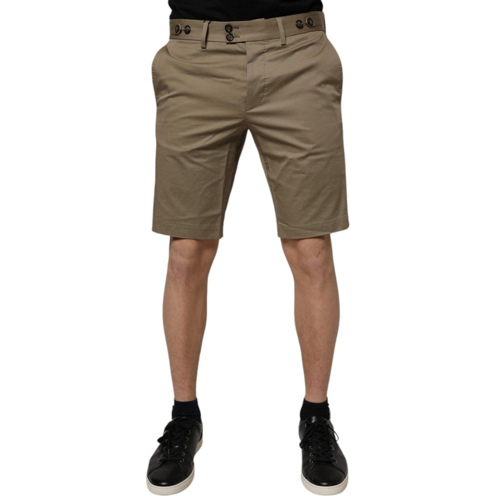 Dolce & Gabbana Dark Khaki Cotton Stretch Casual Chino Shorts PAN75246-48