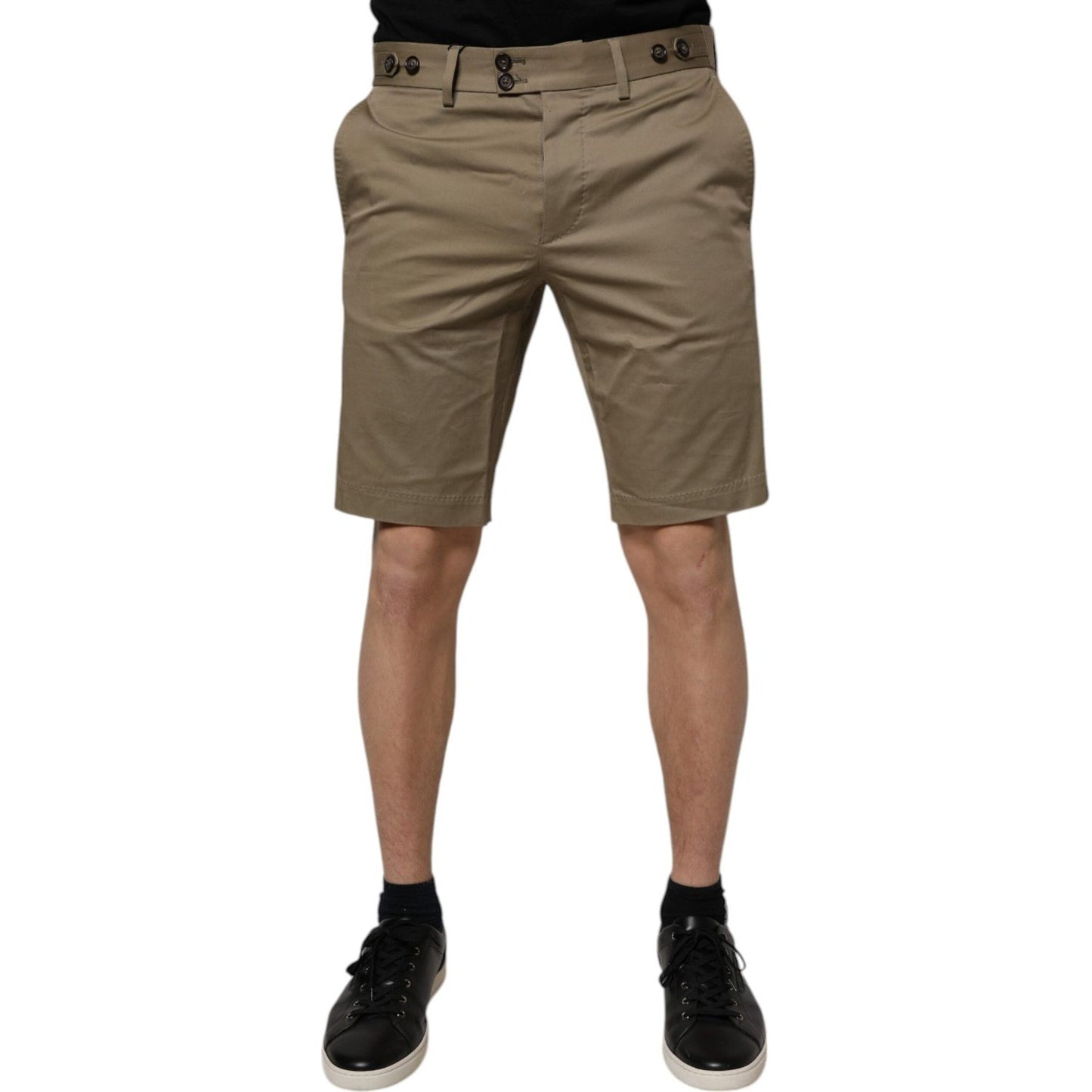 Dolce & Gabbana Dark Khaki Cotton Stretch Casual Chino Shorts PAN75246-48