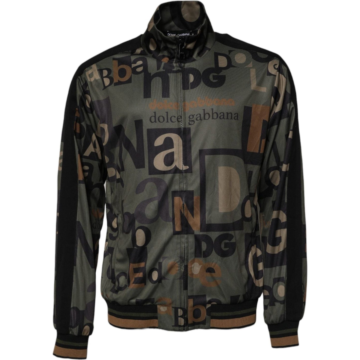 Dolce & Gabbana Army Green Polyester Logo Full Zip Sweater TSH90108-54