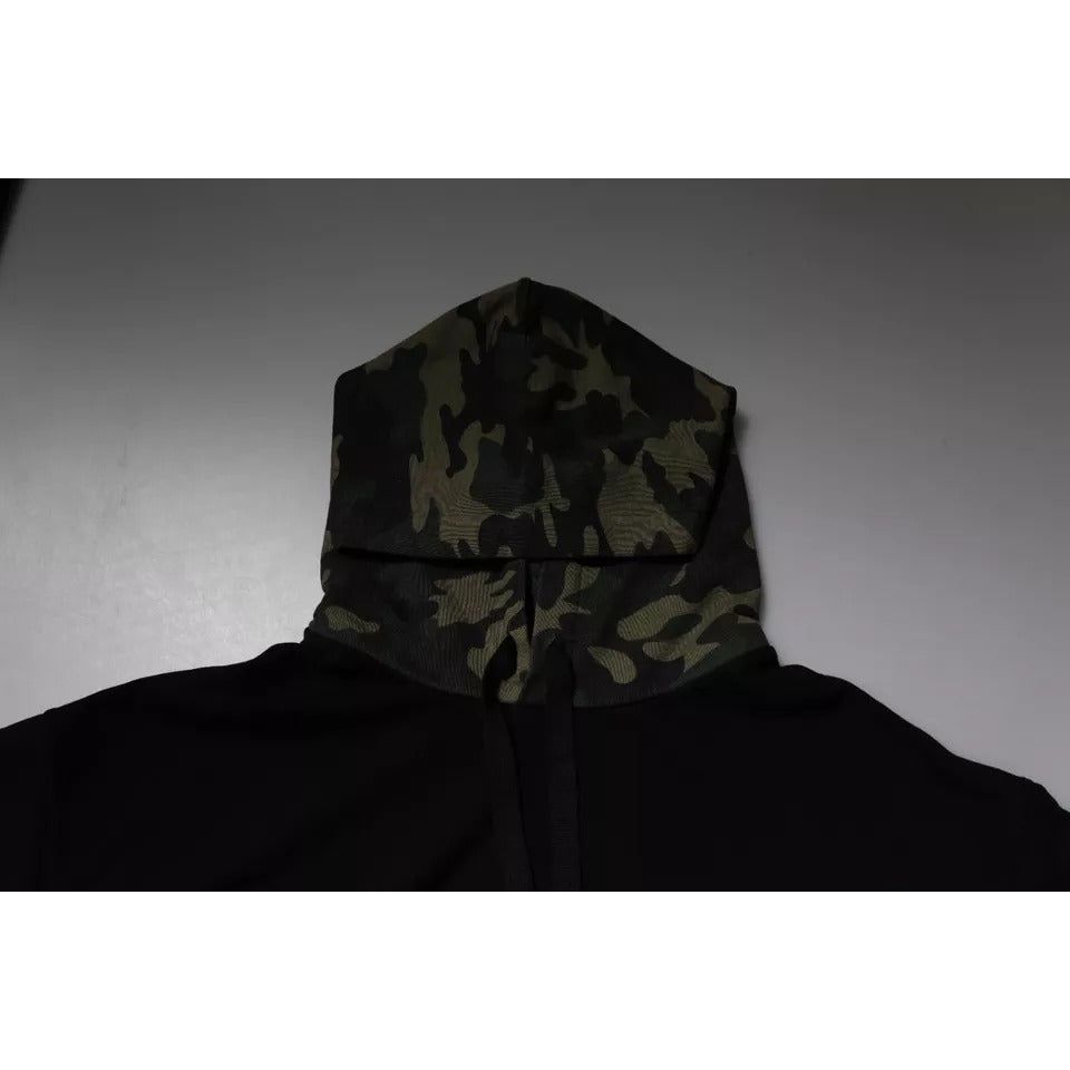 Dolce & Gabbana Black Camouflage Hooded Sweatshirt Sweater TSH878509-56