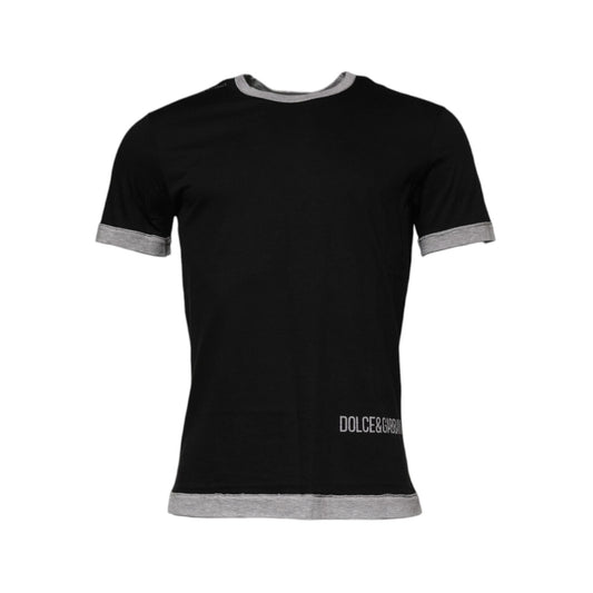 Dolce & Gabbana Black Logo Cotton Crew Neck Men Tee T-shirt