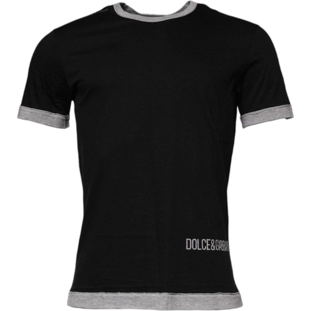Dolce & Gabbana Black Logo Cotton Crew Neck Men Tee T-shirt TSH90010-44