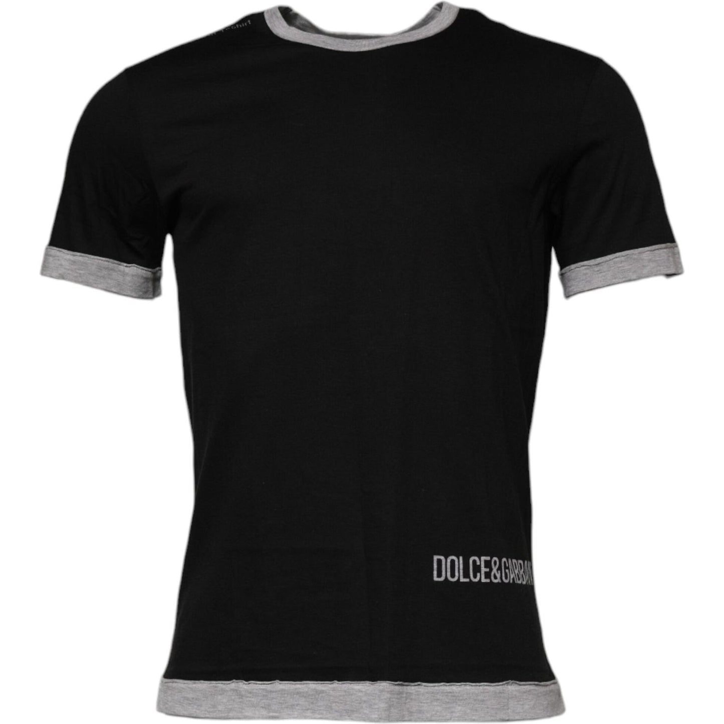 Dolce & Gabbana Black Logo Cotton Crew Neck Men Tee T-shirt TSH90010-44