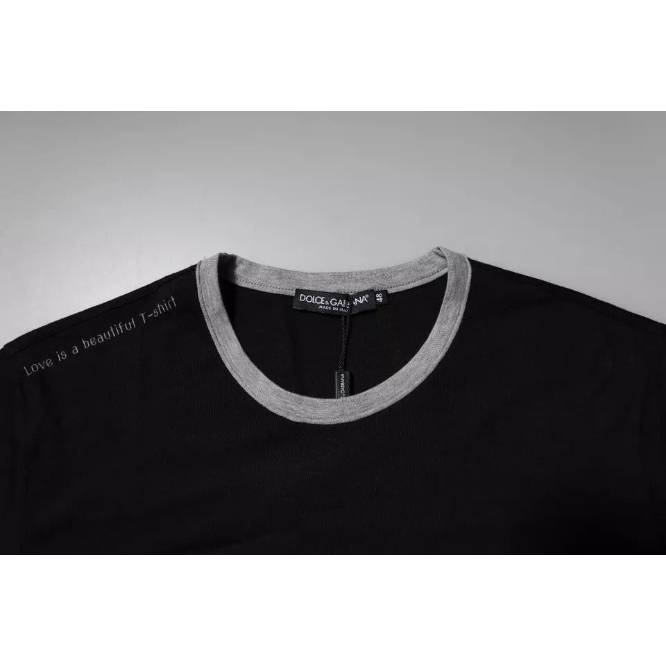 Dolce & Gabbana Black Logo Cotton Crew Neck Men Tee T-shirt TSH90010-44