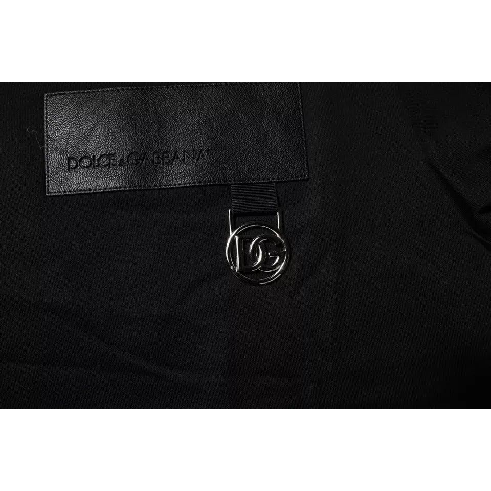 Dolce & Gabbana Black Logo Patch Cotton Crew Neck T-shirt TSH90026-44