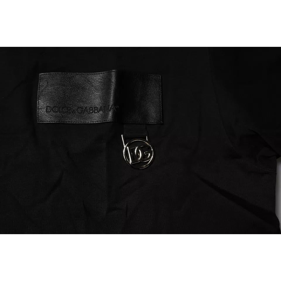Dolce & Gabbana Black Logo Patch Cotton Crew Neck T-shirt TSH90029-44
