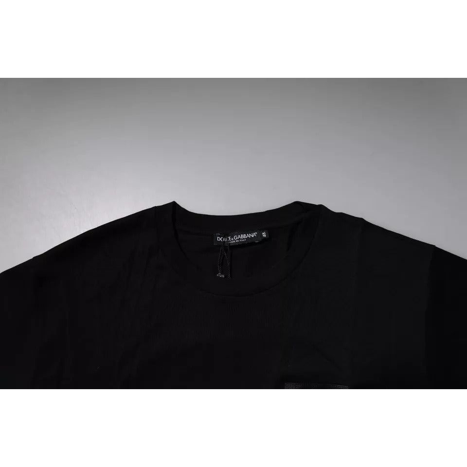 Dolce & Gabbana Black Logo Patch Cotton Crew Neck T-shirt TSH90029-44
