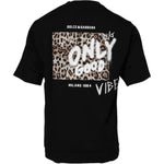 Dolce & Gabbana Black Amore Leopard Cotton Crew Neck T-shirt TSH90039-44
