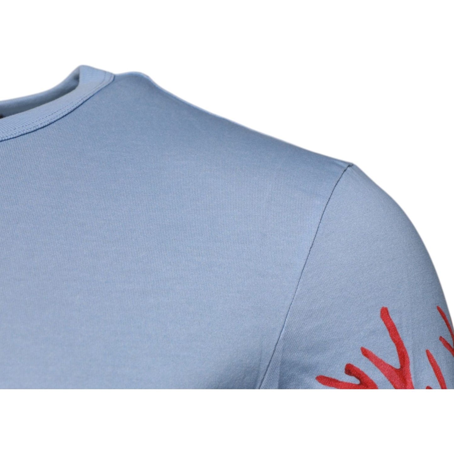 Dolce & Gabbana Light Blue Coral Cotton Men Crew Neck T-shirt TSH878651-46