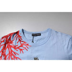 Dolce & Gabbana Light Blue Coral Cotton Men Crew Neck T-shirt TSH878651-46