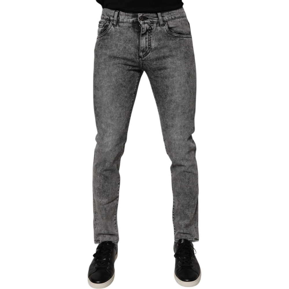 Dolce & Gabbana Dark Gray Washed Cotton Slim Fit Denim Jeans PAN75586-46