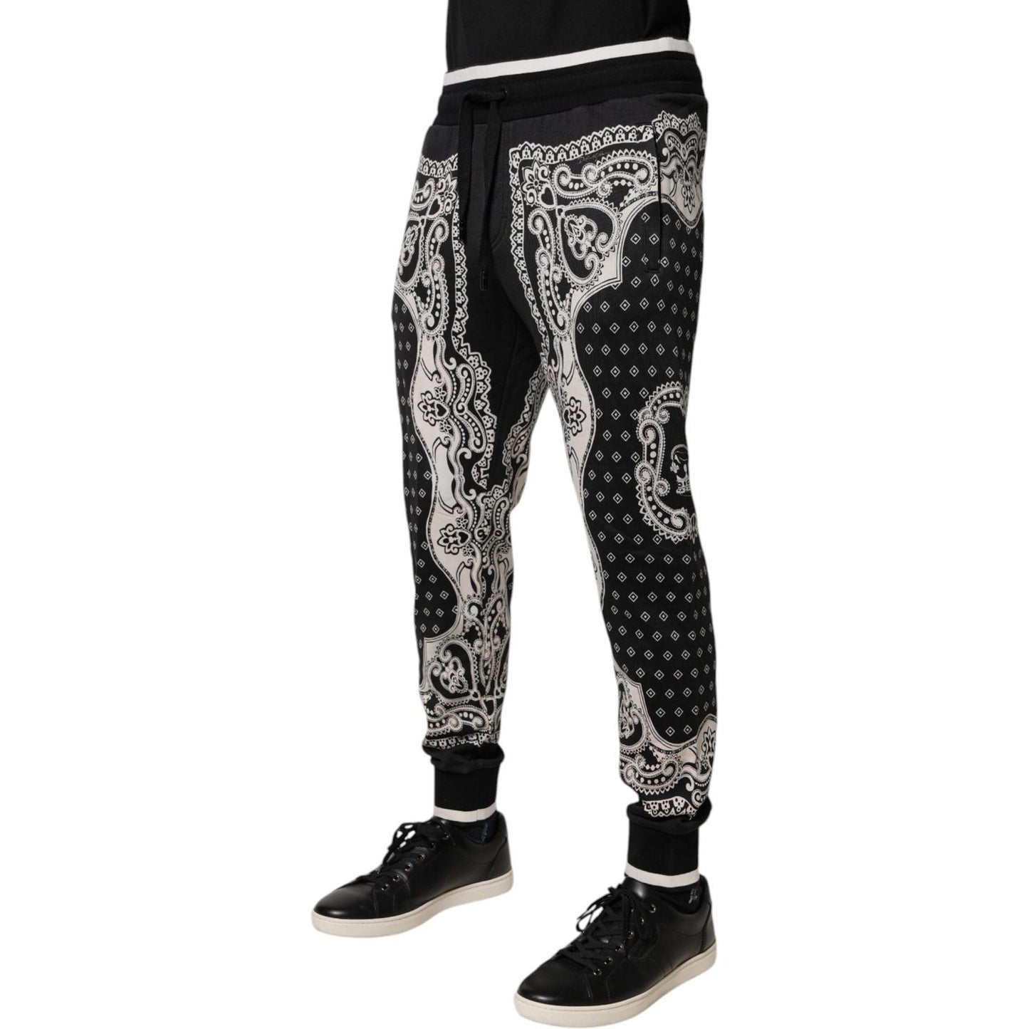 Dolce & Gabbana Black Bandana Cotton Jogger Pants PAN76023-50