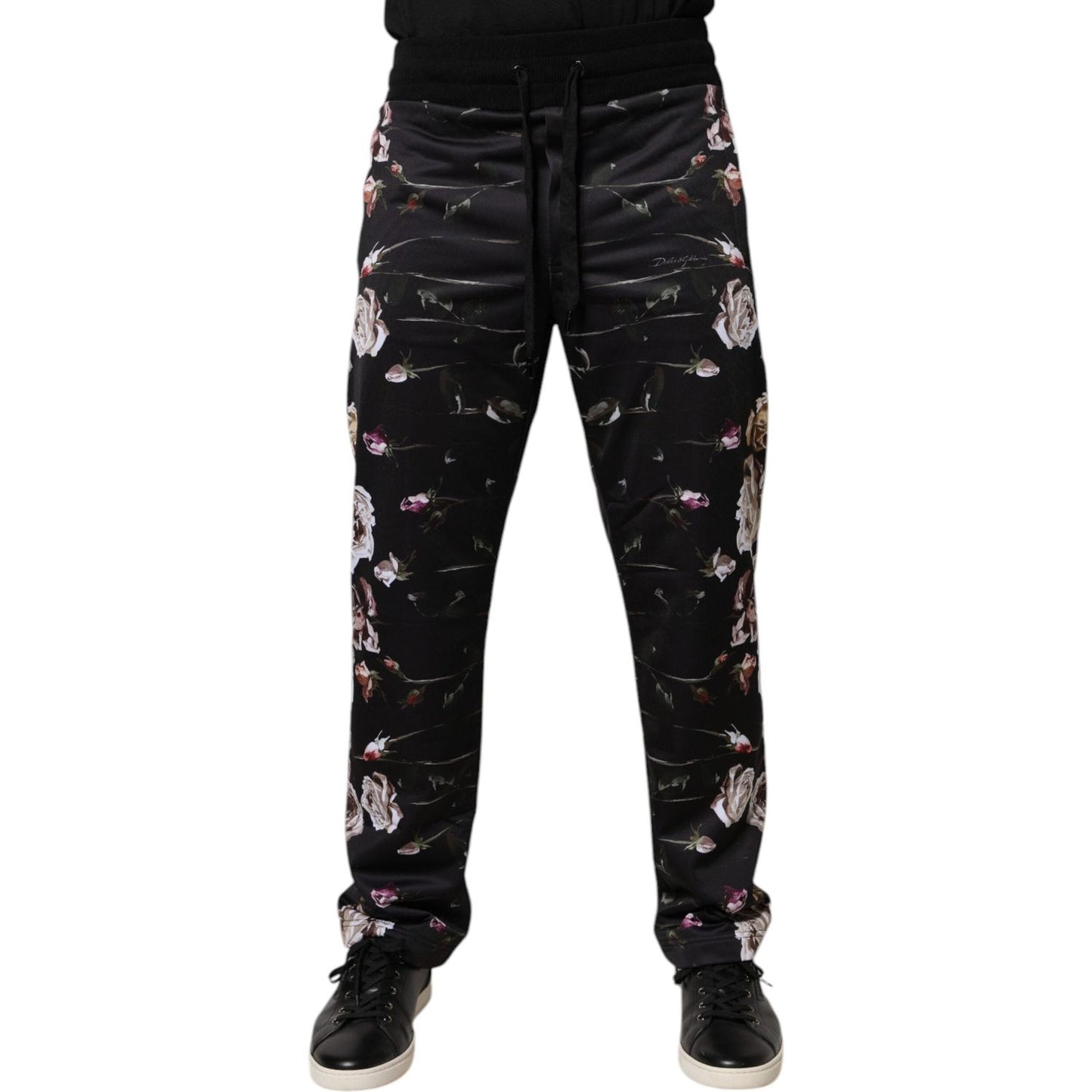Dolce & Gabbana Black Floral Polyester Jogger Pants PAN76031-44