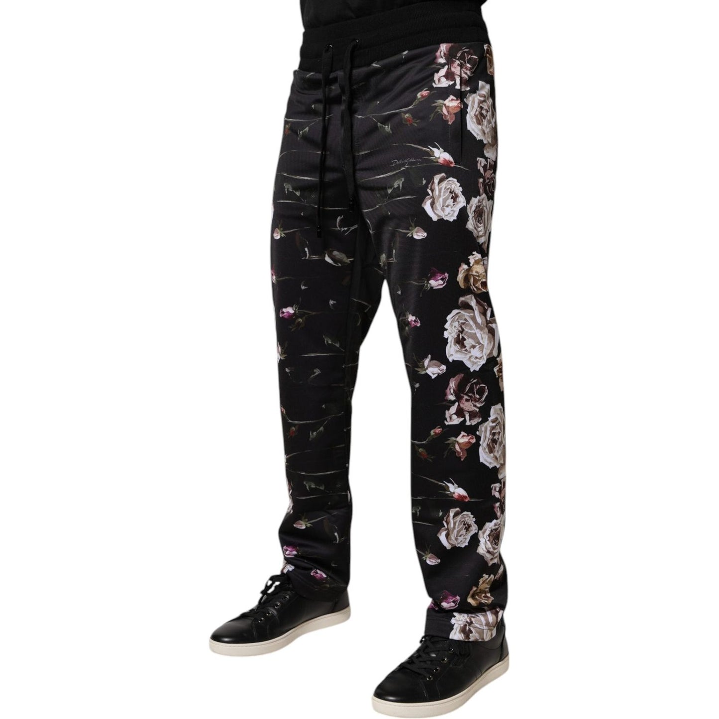 Dolce & Gabbana Black Floral Polyester Jogger Pants PAN76031-44