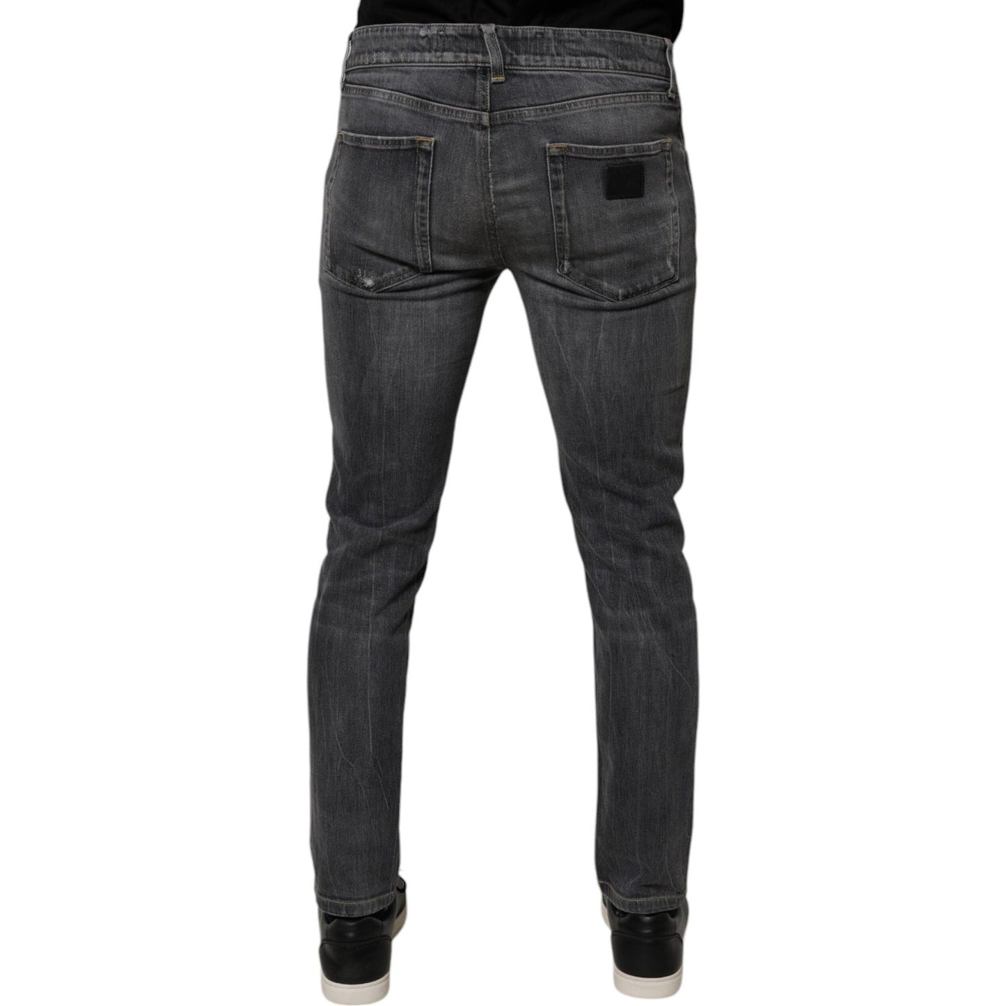 Dolce & Gabbana Dark Gray Washed Cotton Skinny Men Denim Jeans PAN76093-48