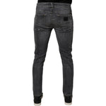 Dolce & Gabbana Dark Gray Washed Cotton Skinny Men Denim Jeans PAN76093-48
