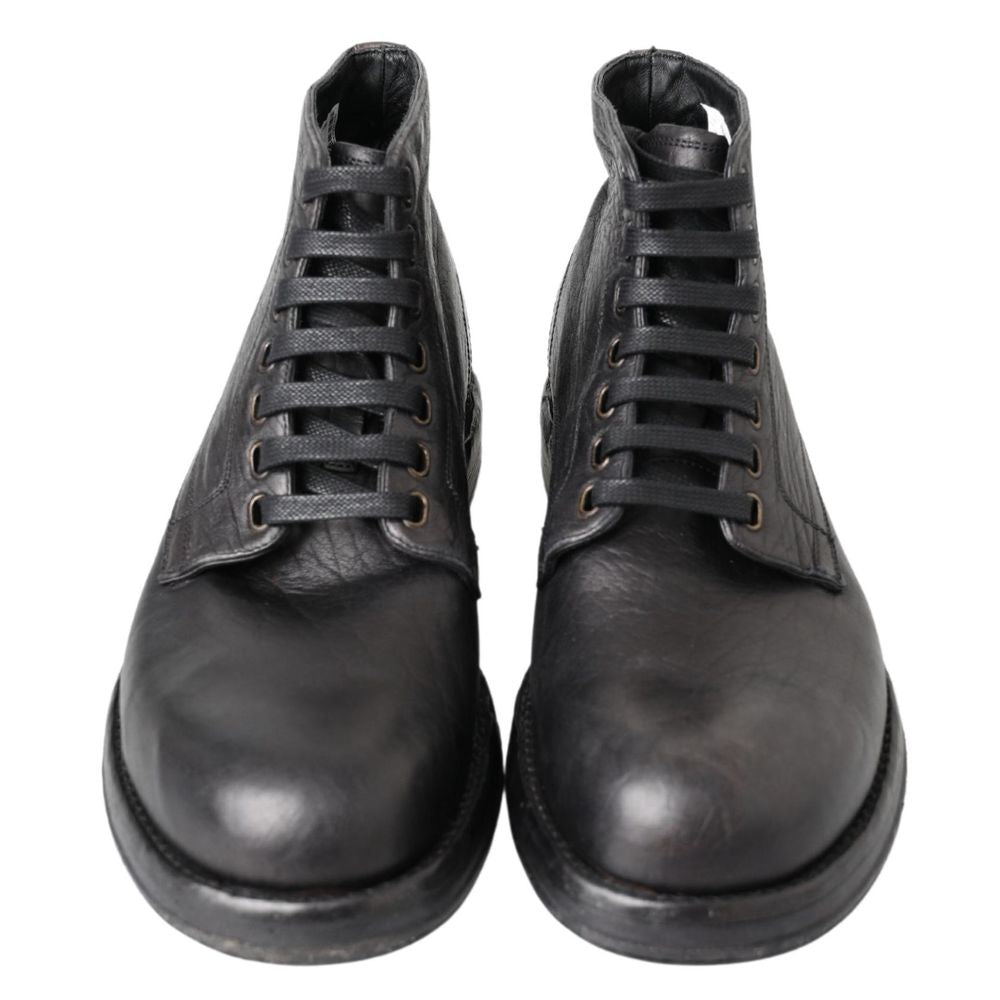 Dolce & Gabbana Black Leather Boot DO-1068-EU44/US11