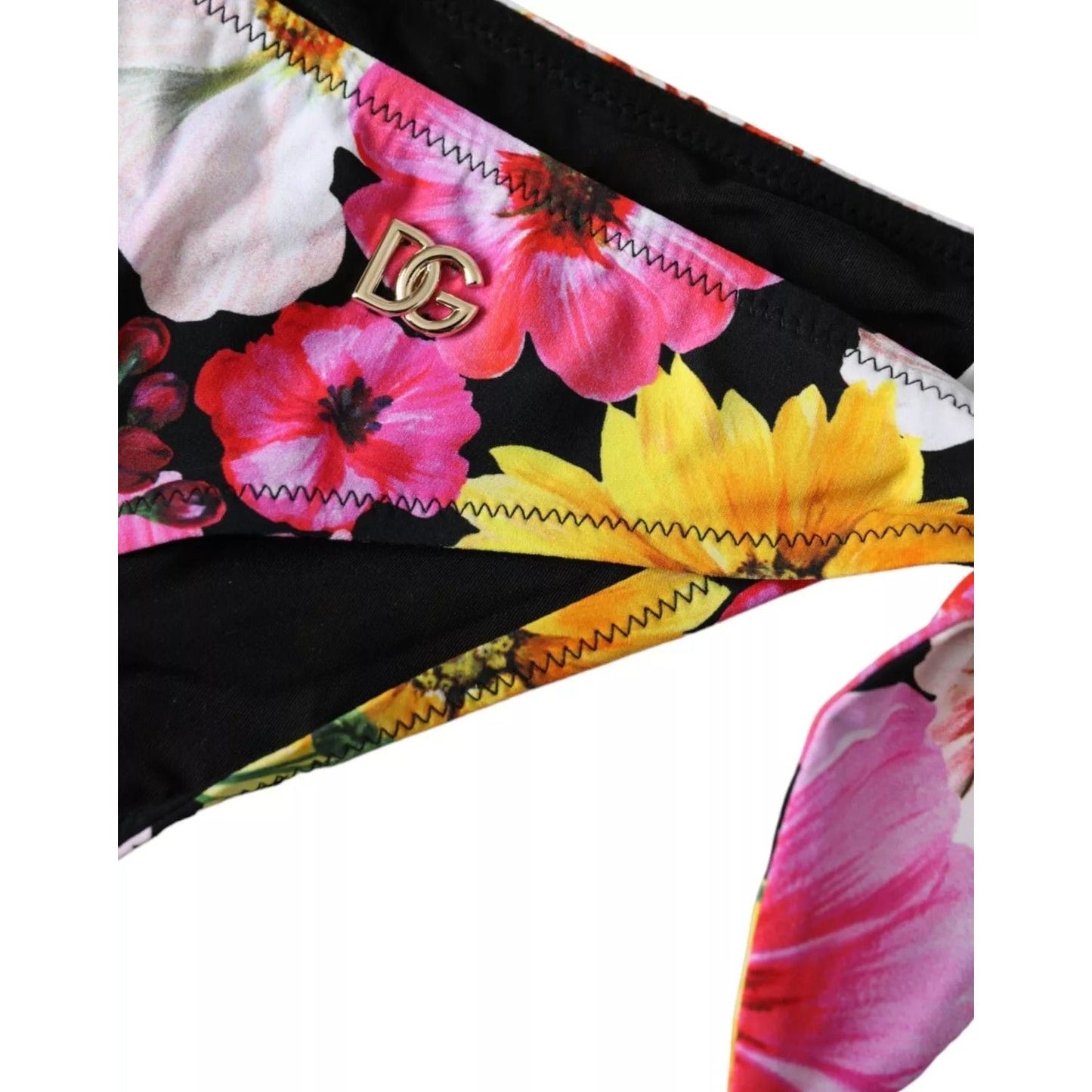 Dolce & Gabbana Black Floral Print Swimsuit Bikini Bottom Swimwear BIK1800-3
