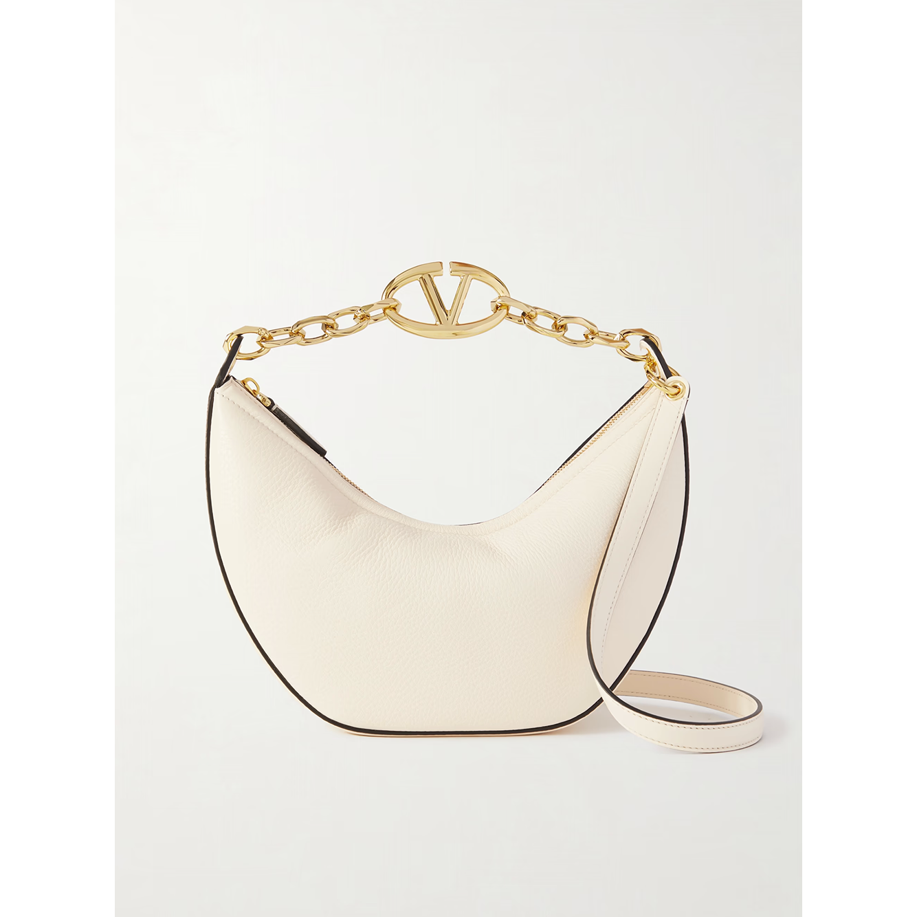 Valentino Garavani Ivory Leather Small Hobo Vlogo Shoulder Bag VGZW2B0Q42JDK098