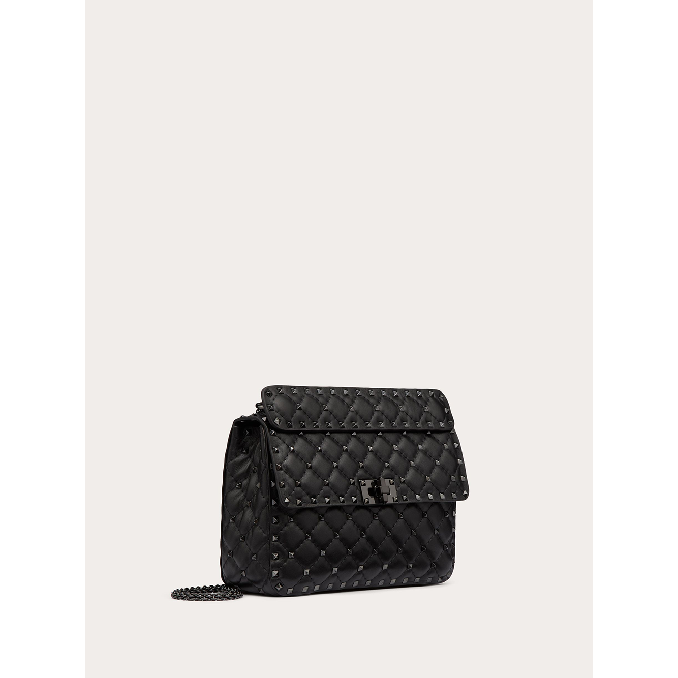 Valentino Garavani Black Nappa Leather Medium Rockstudt Spike Bag VGZW2B0122SLC0NO