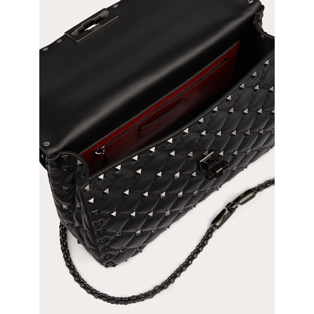 Valentino Garavani Black Nappa Leather Medium Rockstudt Spike Bag VGZW2B0122SLC0NO