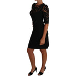 Dolce & Gabbana Black Floral Cut Out Pattern Coctail Dress DR1506-36
