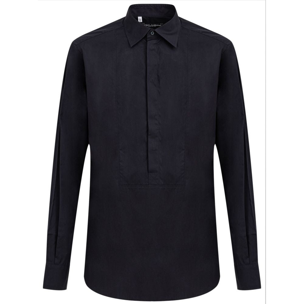 Dolce & Gabbana Navy Blue Cotton Shirt DO-832967320037963-IT40 | M