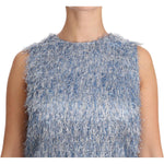 Dolce & Gabbana Light Blue Fringe Shift Gown Dress DR1603-40