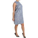 Dolce & Gabbana Light Blue Fringe Shift Gown Dress DR1603-40