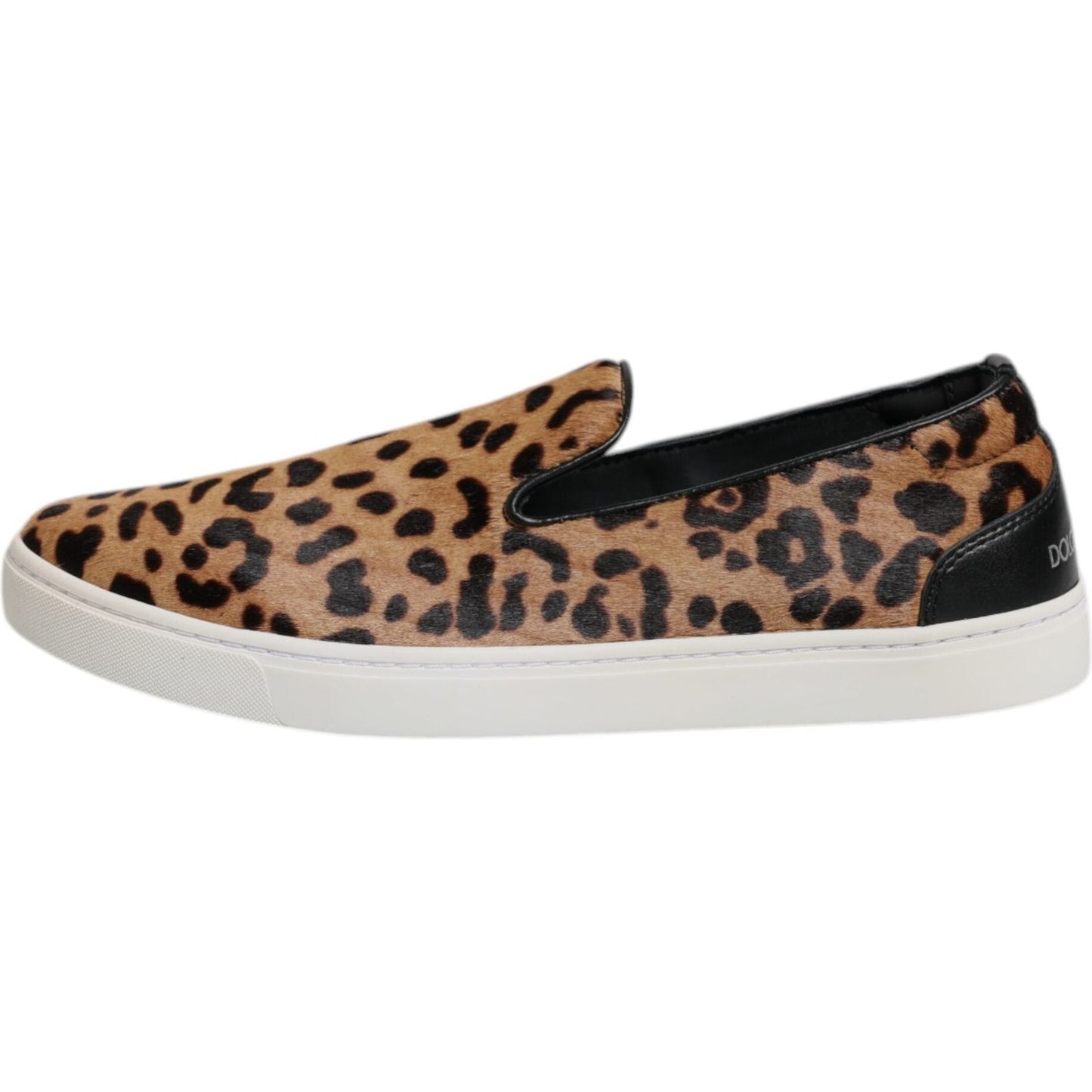 Dolce & Gabbana Brown Calfskin Fur Leopard Sneakers Shoes MV7038-41.5