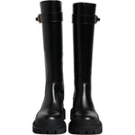 Dolce & Gabbana Black DG Logo Calf Leather High Boots Shoes LA12451-37
