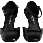Dolce & Gabbana Black Leather Jackie Ankle Strap Sandals Shoes LA12454-37.5