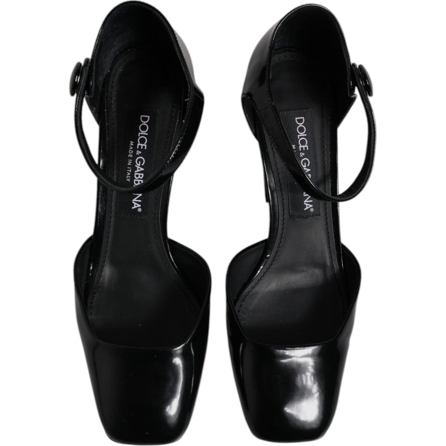 Dolce & Gabbana Black Leather Jackie Ankle Strap Sandals Shoes LA12454-37.5