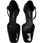 Dolce & Gabbana Black Leather Jackie Ankle Strap Sandals Shoes LA12454-37.5