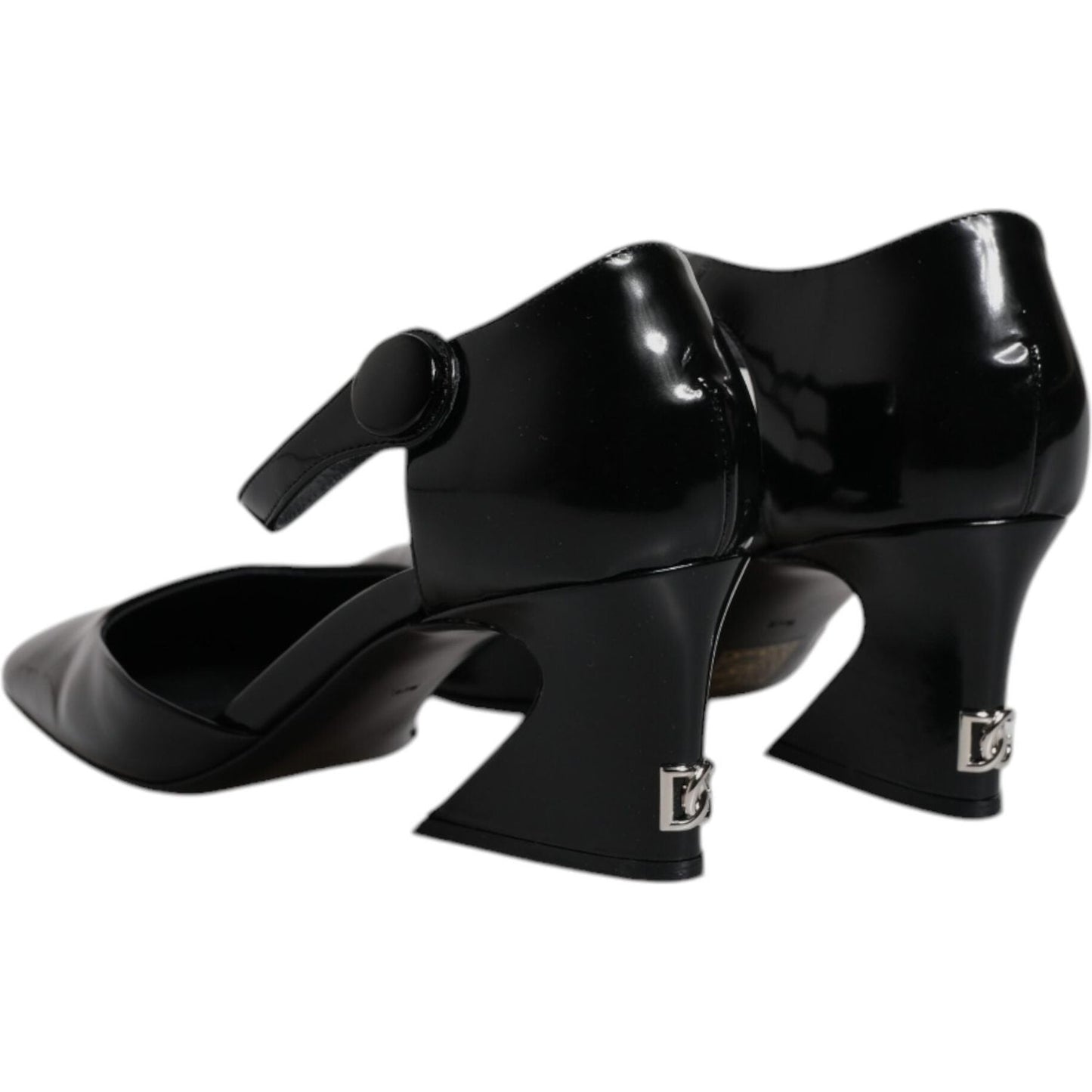 Dolce & Gabbana Black Leather Jackie Ankle Strap Sandals Shoes LA12454-37.5