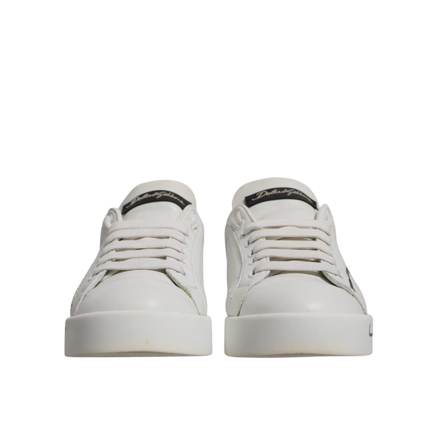 Dolce & Gabbana White Blue Logo Portofino Sneakers Shoes LA12434#2-39.5