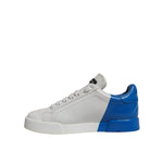 Dolce & Gabbana White Blue Logo Portofino Sneakers Shoes LA12434#2-39.5