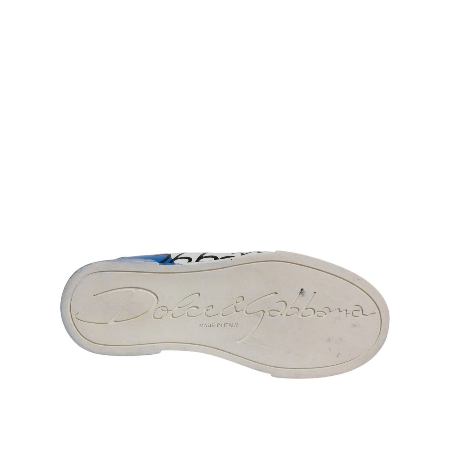 Dolce & Gabbana White Blue Logo Portofino Sneakers Shoes LA12434#2-39.5