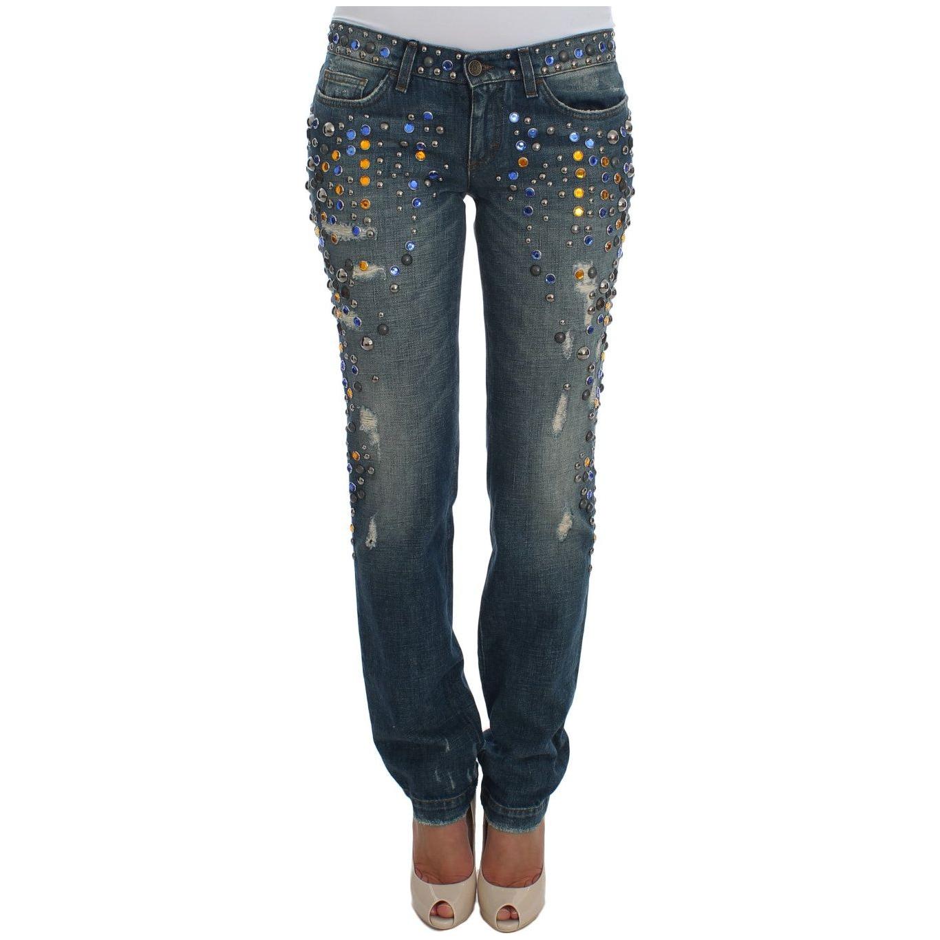 Dolce & Gabbana Crystal Embellished GIRLY Slim Fit Jeans SIG19332-1