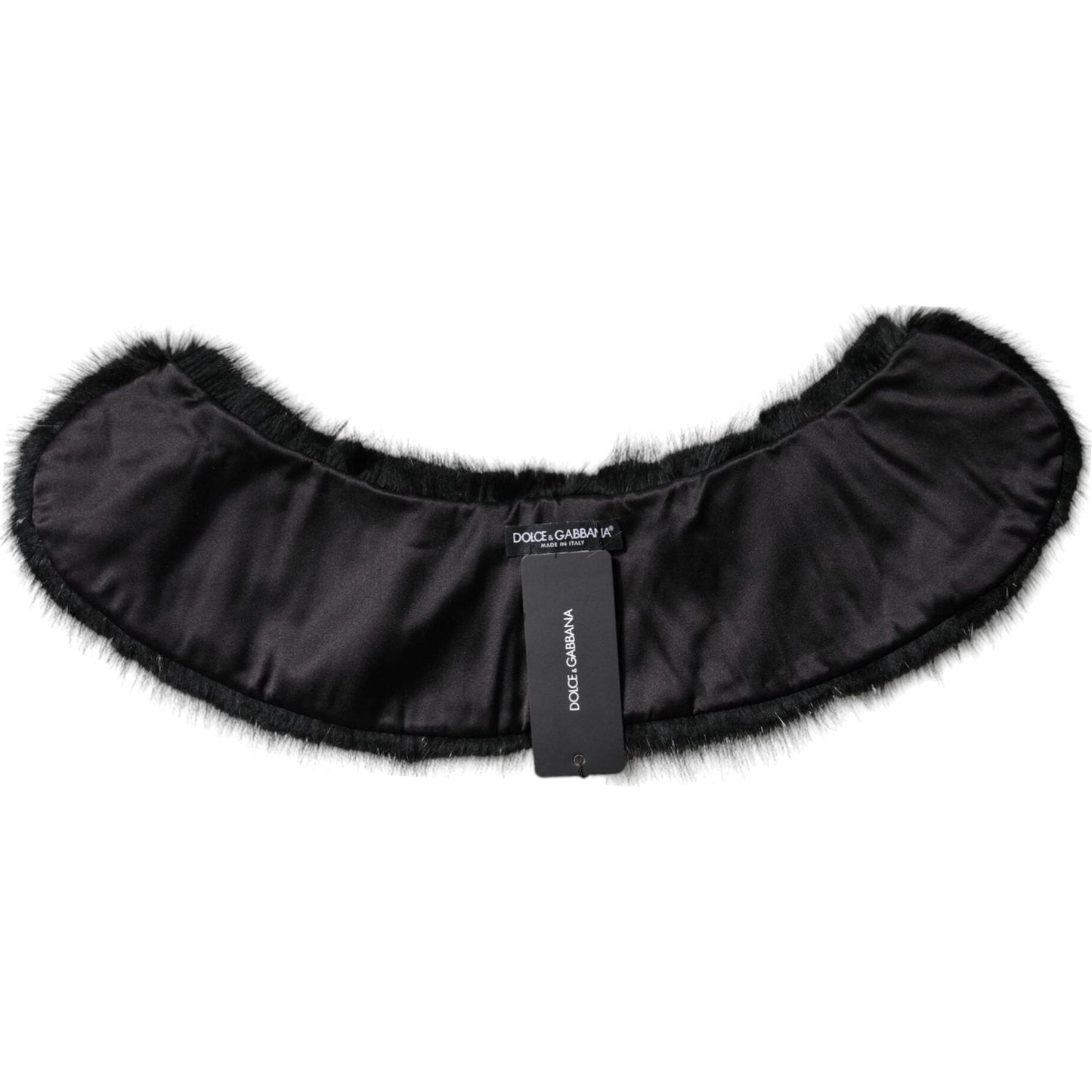 Dolce & Gabbana Black Fur Shawl Neck Wrap Cover Collar Scarf MS7113-40
