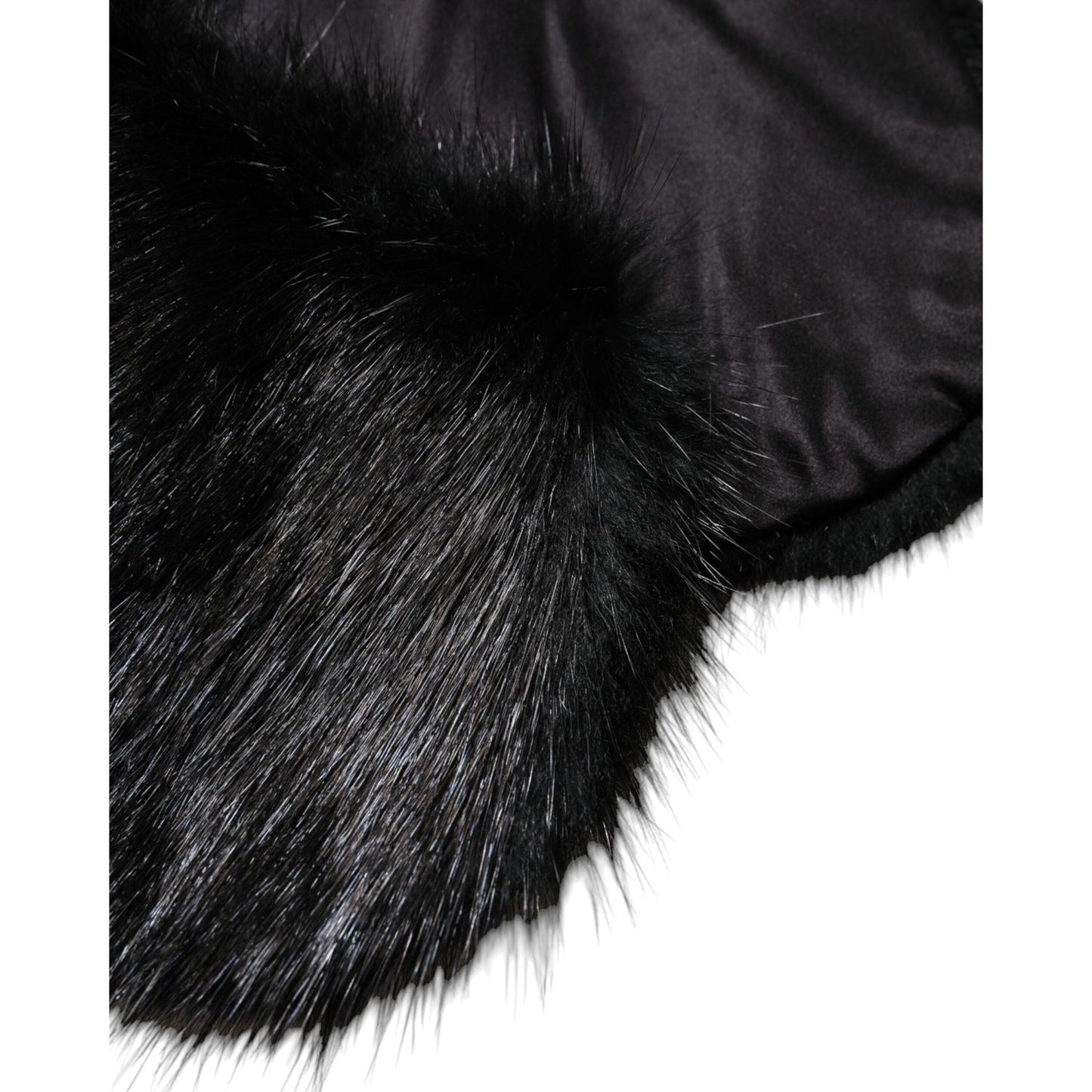 Dolce & Gabbana Black Fur Shawl Neck Wrap Cover Collar Scarf MS7113-40